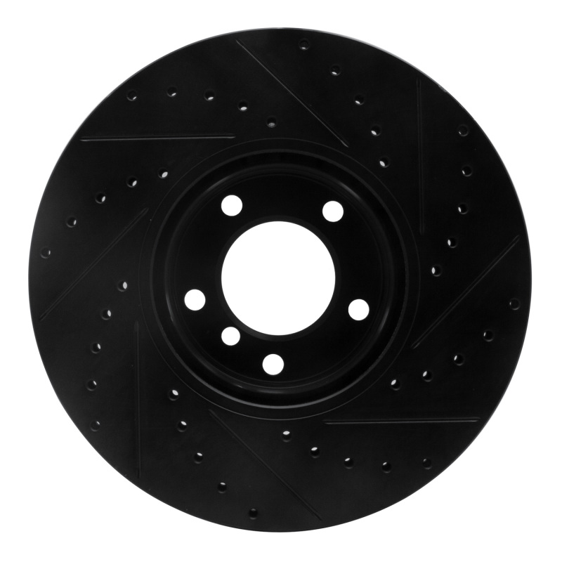 BMW 540I Brake Rotor (1) - Front Left - R1 Concepts - Drilled & Slotted - Black - `00-`03